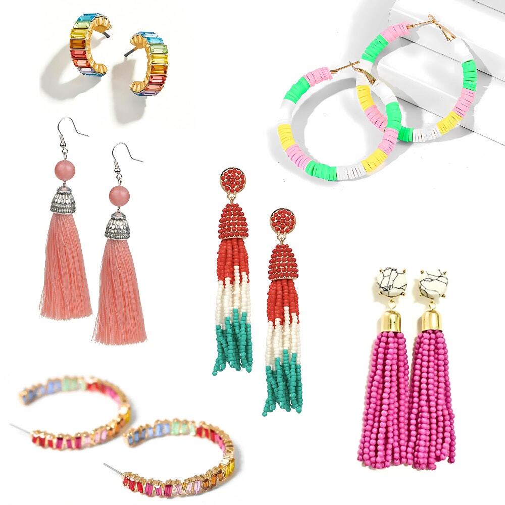 3 for $15 - Colorful Earrings Summer Tassels Acrylic Resin